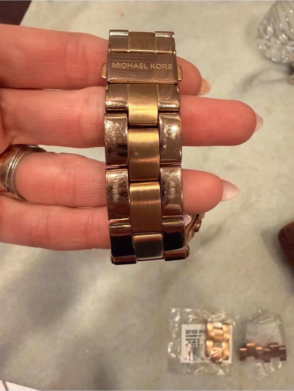 Michael Kors Runway woman’s rose gold stainless steel watch